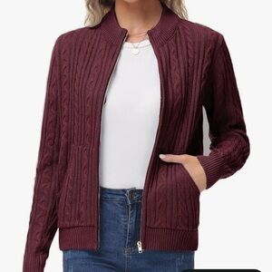 Women's Burgundy Cardigan Sweater